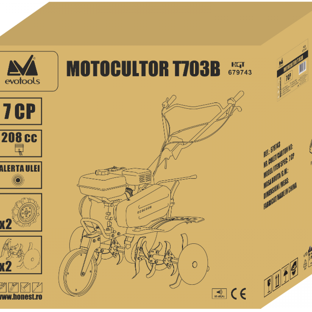 MOTOCULTOR T703B CU ROTI DE TRANSPORT EPTO
