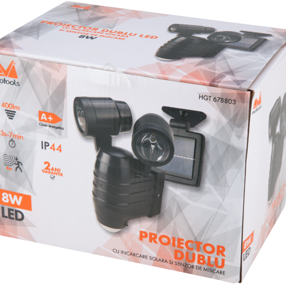PROIECTOR LED DUBLU CU INCARCARE SOLARA SI SENZOR DE MISCARE PROIECTOR LED DUBLU CU INCARCARE SOLARA SI SENZOR DE MISCARE