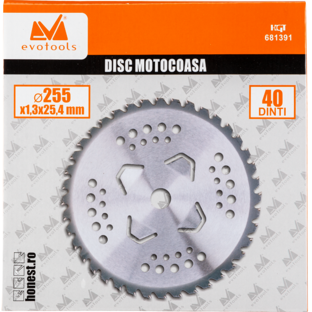 DISC VIDIA PENTRU MOTOCOASA CU 4 ARIPIOARE D: 255