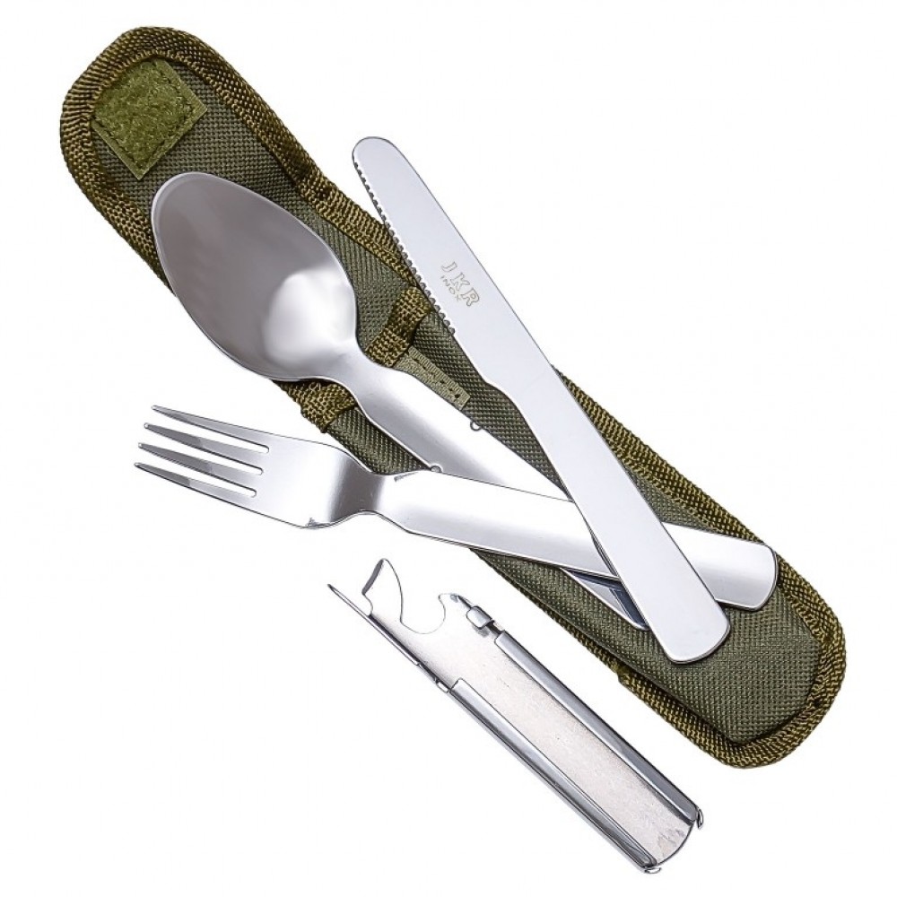 Tacamuri camping Joker inox set 4 piese cu husa Tacamuri camping Joker inox set 4 piese cu husa