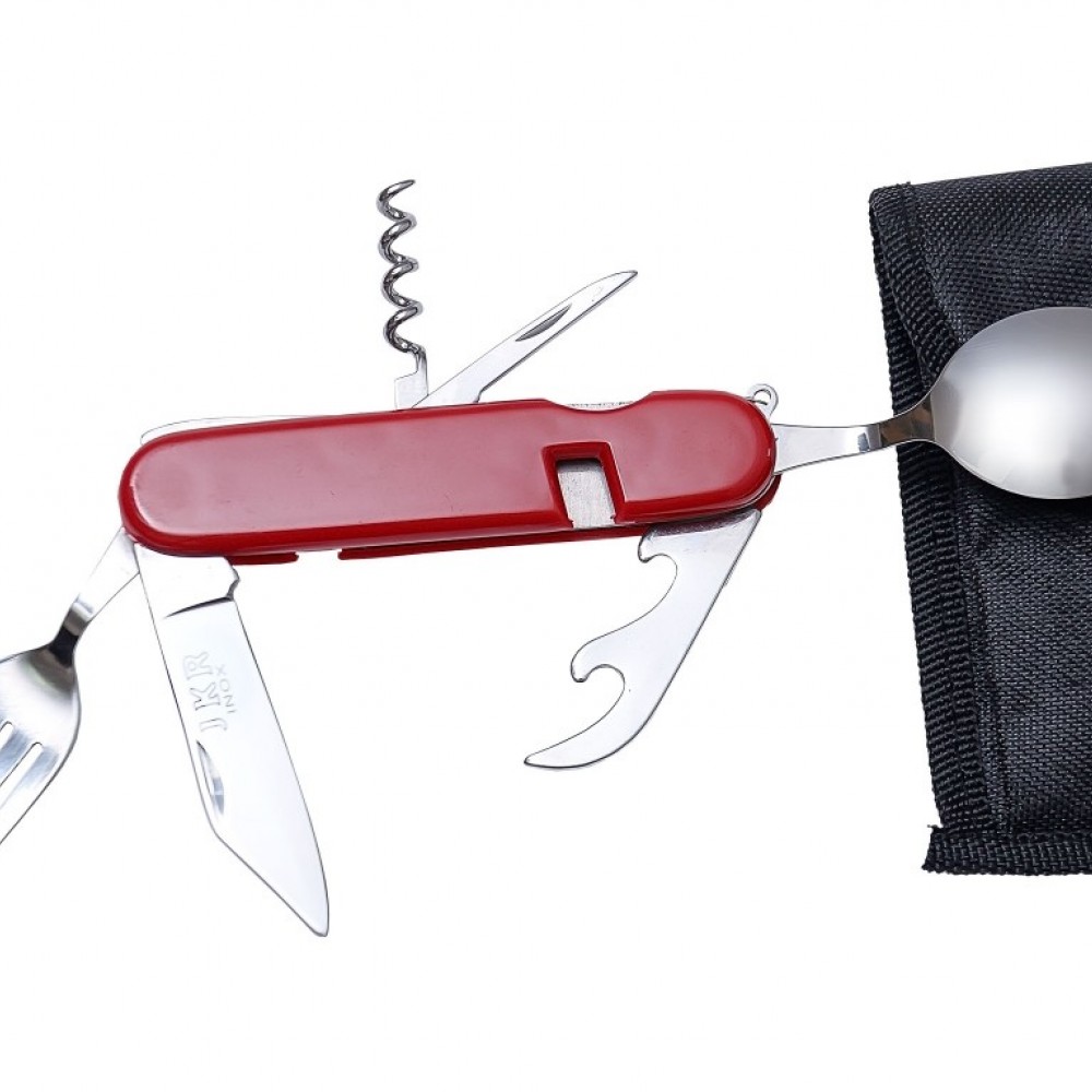 Briceag multifunctional cu tacamuri si husa Joker