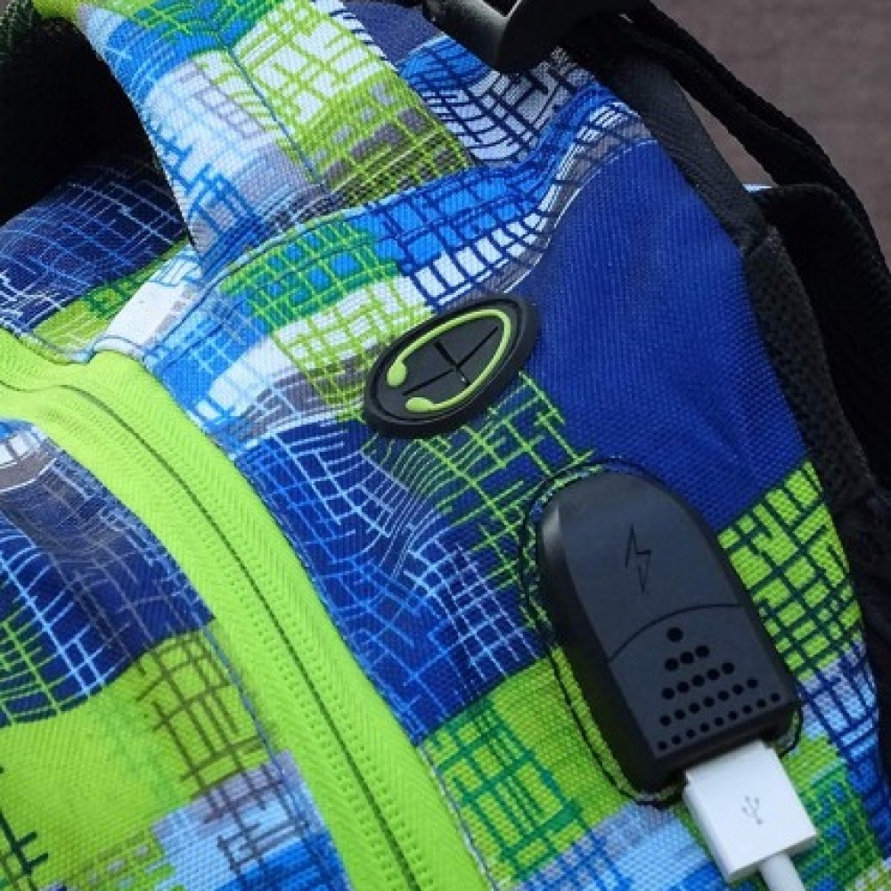 Rucsac Wheel Bee Generation Z albastru/verde/alb cu LED - 950020