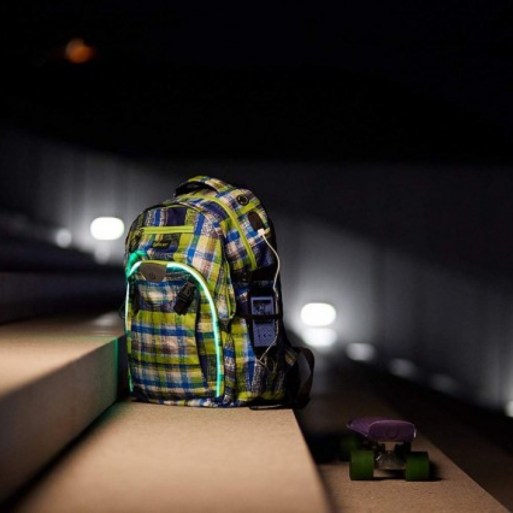 Rucsac Wheel Bee Generation Z albastru/verde/alb cu LED - 950020