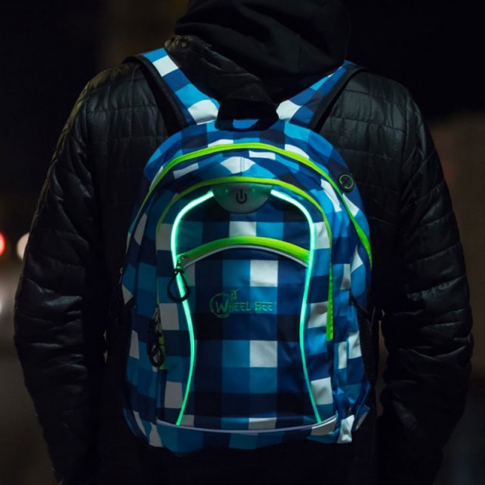 Rucsac Wheel Bee Night Vision albastru/alb cu LED - 950005