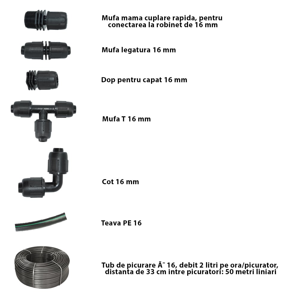Sistem de irigare prin picurare 150 mp