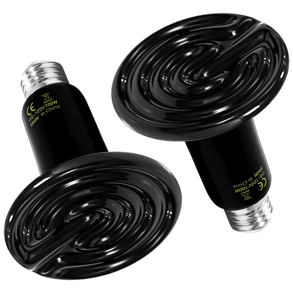 Bec infrarosu NEGRU ceramic 75W emitator de caldura pentru pui de pasari si animale de companie SET 10 BUC