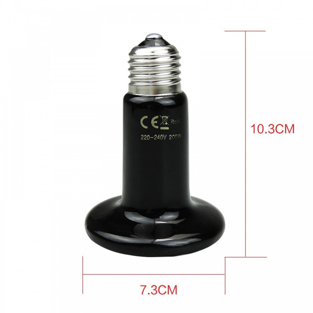 Bec infrarosu NEGRU ceramic 50W emitator de caldura pentru pui de pasari si animale de companie SET 10BUC