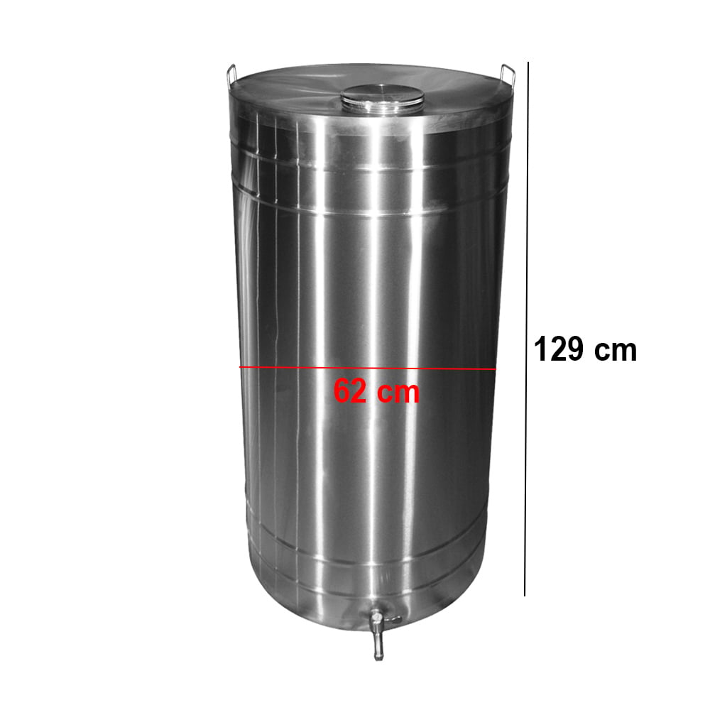 Butoi din inox cu capac si canea 350 L Butoi din inox cu capac si canea 350 L
