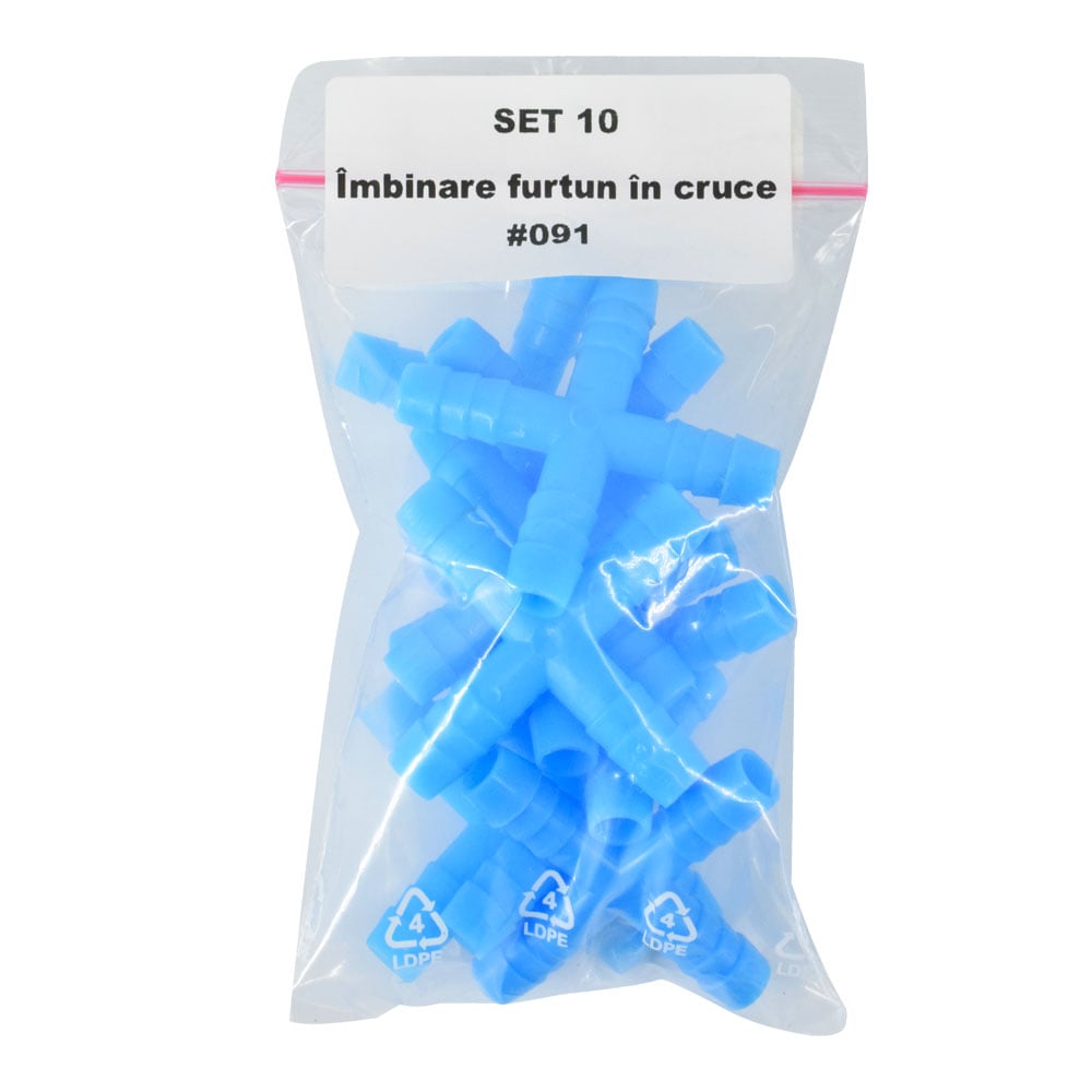 Imbinare furtun in cruce 4 8 mm (set 10 buc)