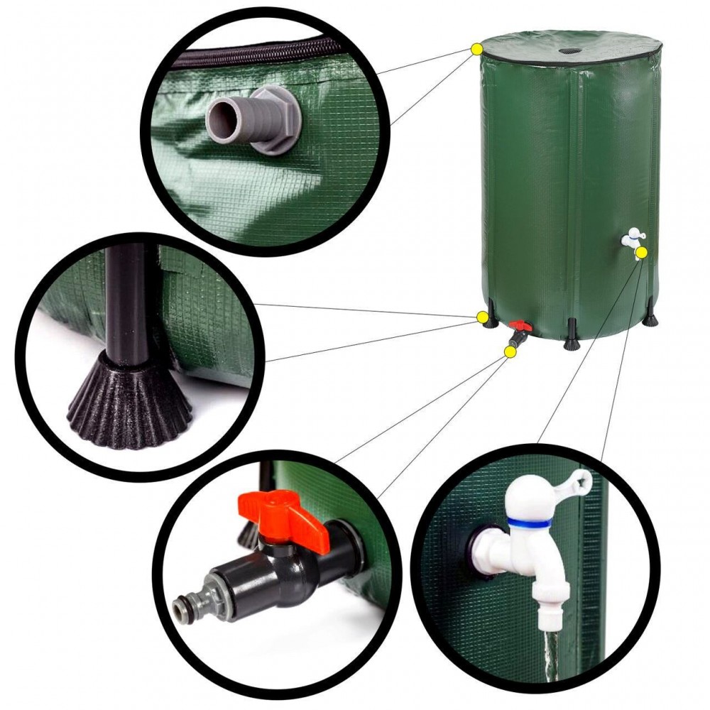 Rezervor 500 L cu robinet pentru apa de ploaie, pliabil