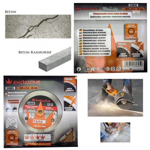 Disc diamantat, beton, taiere umeda si uscata, 350 mm/25.4 mm, Richmann Exclusive Disc diamantat, beton, taiere umeda si uscata, 350 mm/25.4 mm, Richmann Exclusive