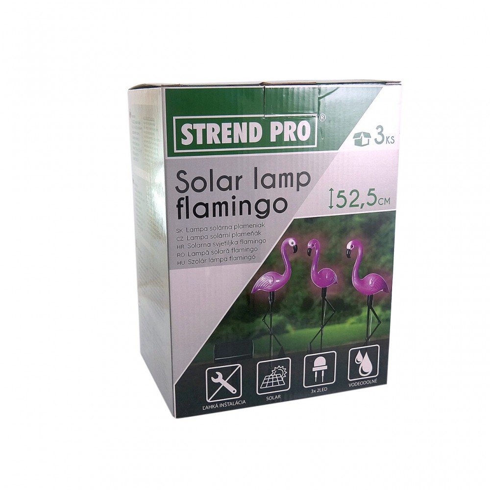Lampa solara pentru gradina, 3 flamingo, 18x6x52 cm, Strend Pro