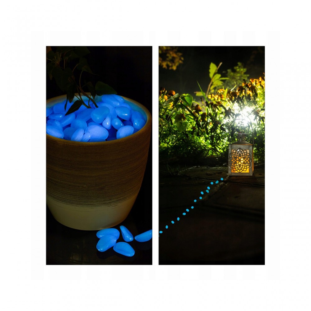 Pietre de gradina, fosforescente, albastre, set 100 buc