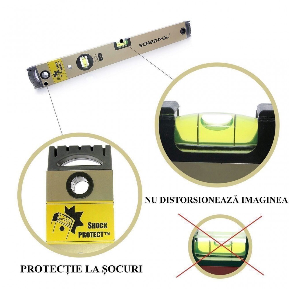 Nivela LUX profesionala  2 bule 120 cm, bula orizontala ochi de peste