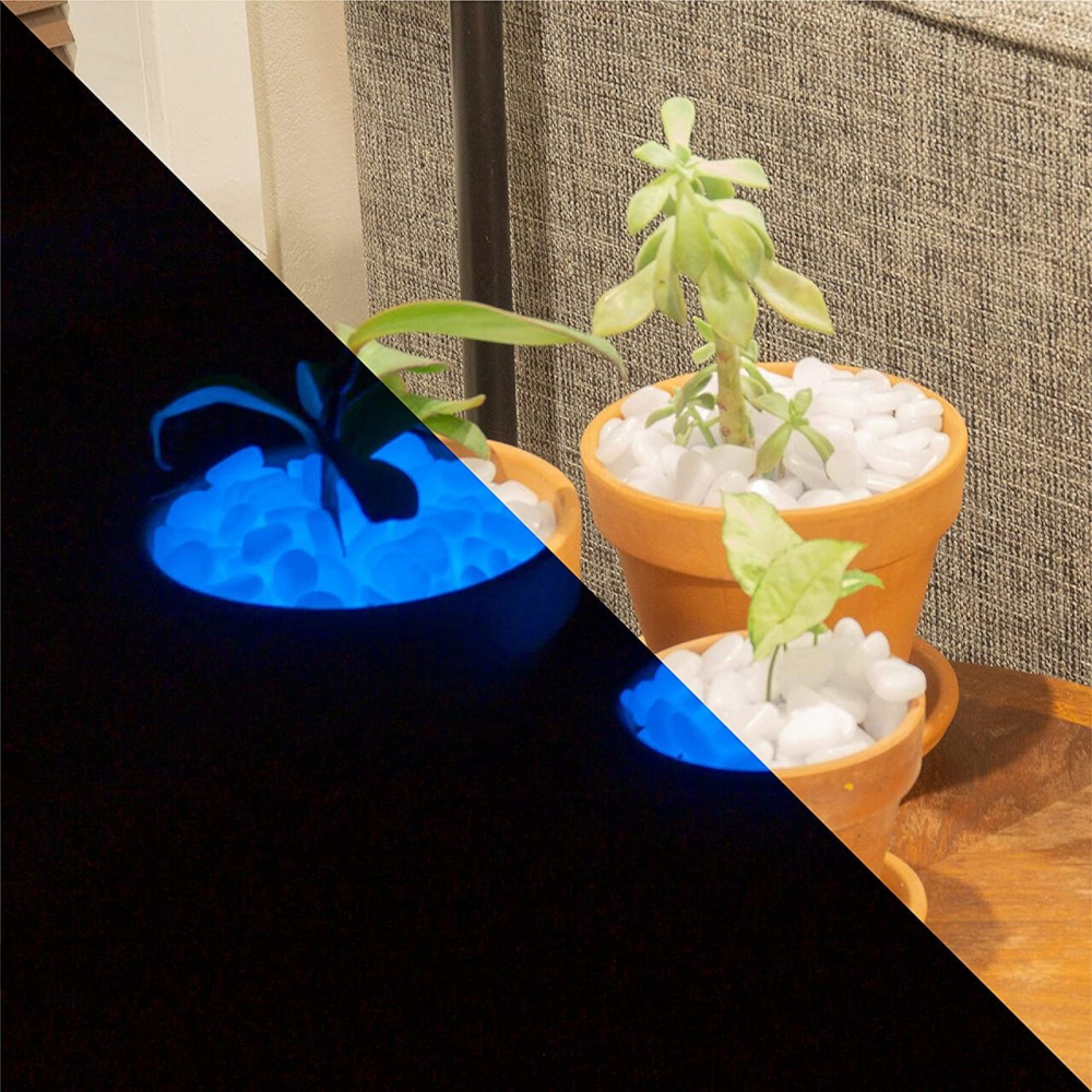 Pietre de gradina, fosforescente, albe, set 100 buc