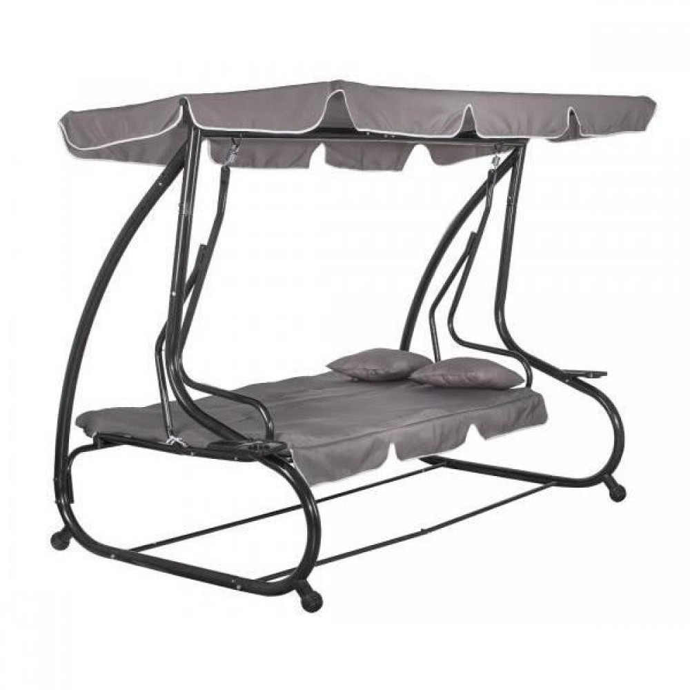 Balansoar gradina, 4 locuri, gri, 220x120x162 cm, functie pat, Linda Balansoar gradina, 4 locuri, gri, 220x120x162 cm, functie pat, Linda