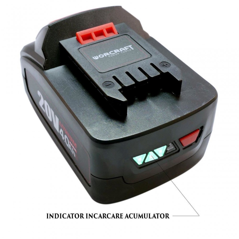 Masina de tuns iarba, gazon, electrica, motor fara perii, 2 acumulatori 4 Ah, incarcator 2x20V Li-ion, 40 cm, Worcraft 