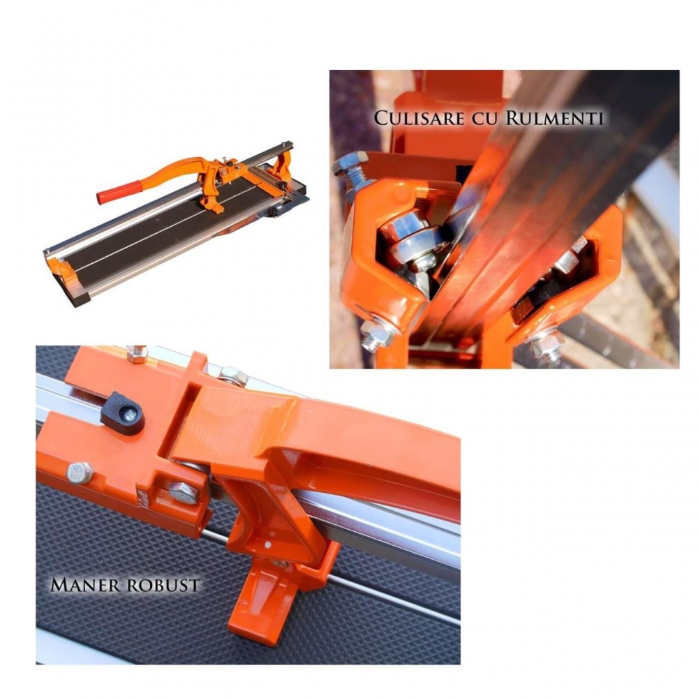 Masina de taiat gresia si faianta, aparat profesional, dispozitiv cu rulmenti, 800 mm, cu genunchiere si gletiera cu zimti, Richmann Exclusive