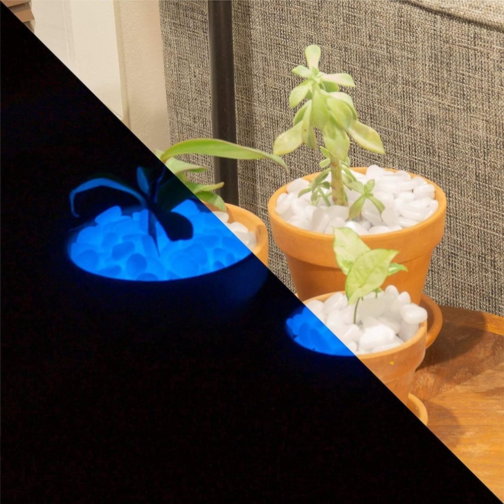 Pietre de gradina, fosforescente, albe, set 100 buc