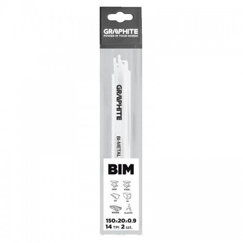 Panza, lama, fierastrau tip sabie, pentru lemn, metal, BIM, 14 TPI, set 2 buc, 150 mm, Graphite