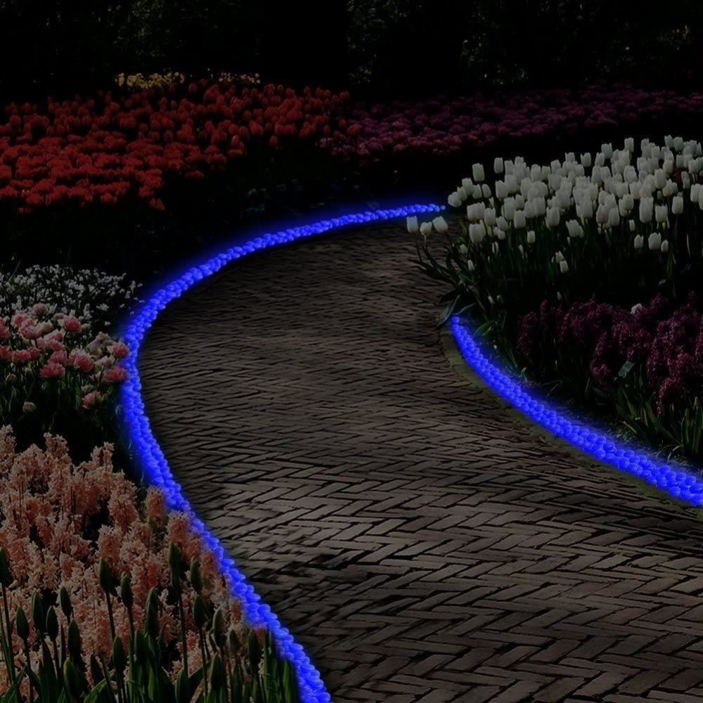 Pietre de gradina, fosforescente, albe, set 100 buc