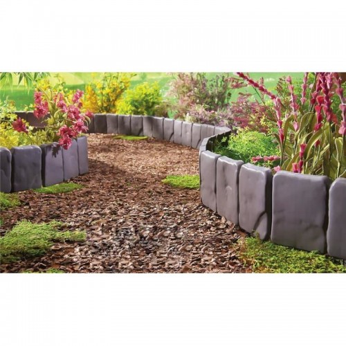 Bordura de gradina din plastic, imitatie de piatra, set 10 buc, 25x23 cm, Strend Pro