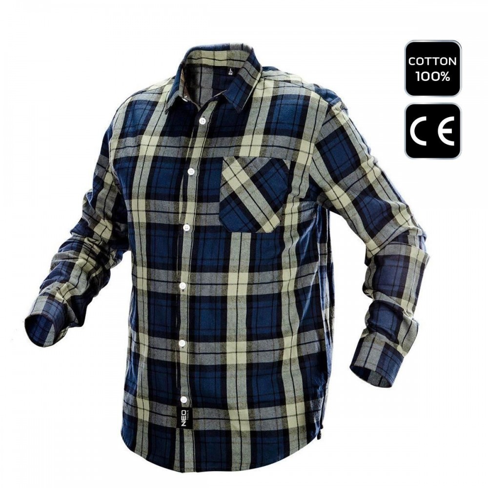 Camasa de lucru bumbac, albastru-verde-negru, model Camo, marimea M/50, NEO Camasa de lucru bumbac, albastru-verde-negru, model Camo, marimea M/50, NEO