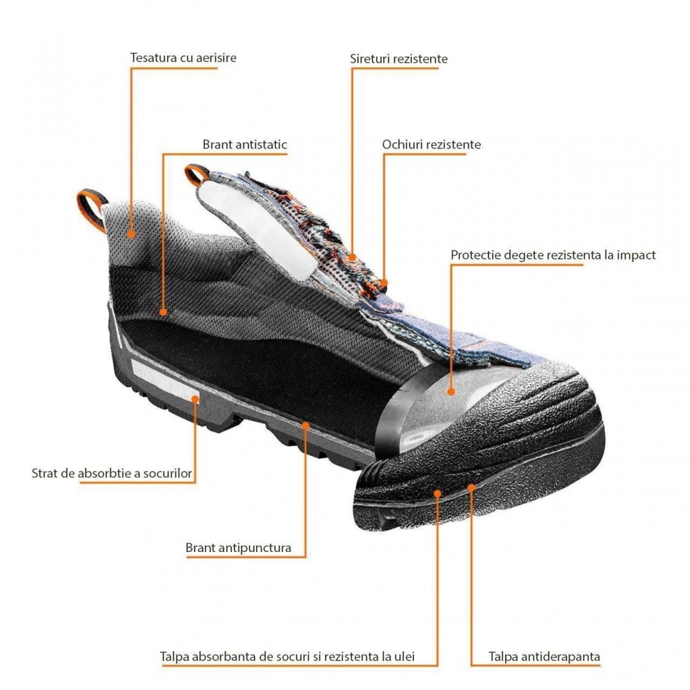 Bocanci de lucru, S1P, SRA, piele caprioara, marimea 42, NEO Bocanci de lucru, S1P, SRA, piele caprioara, marimea 42, NEO