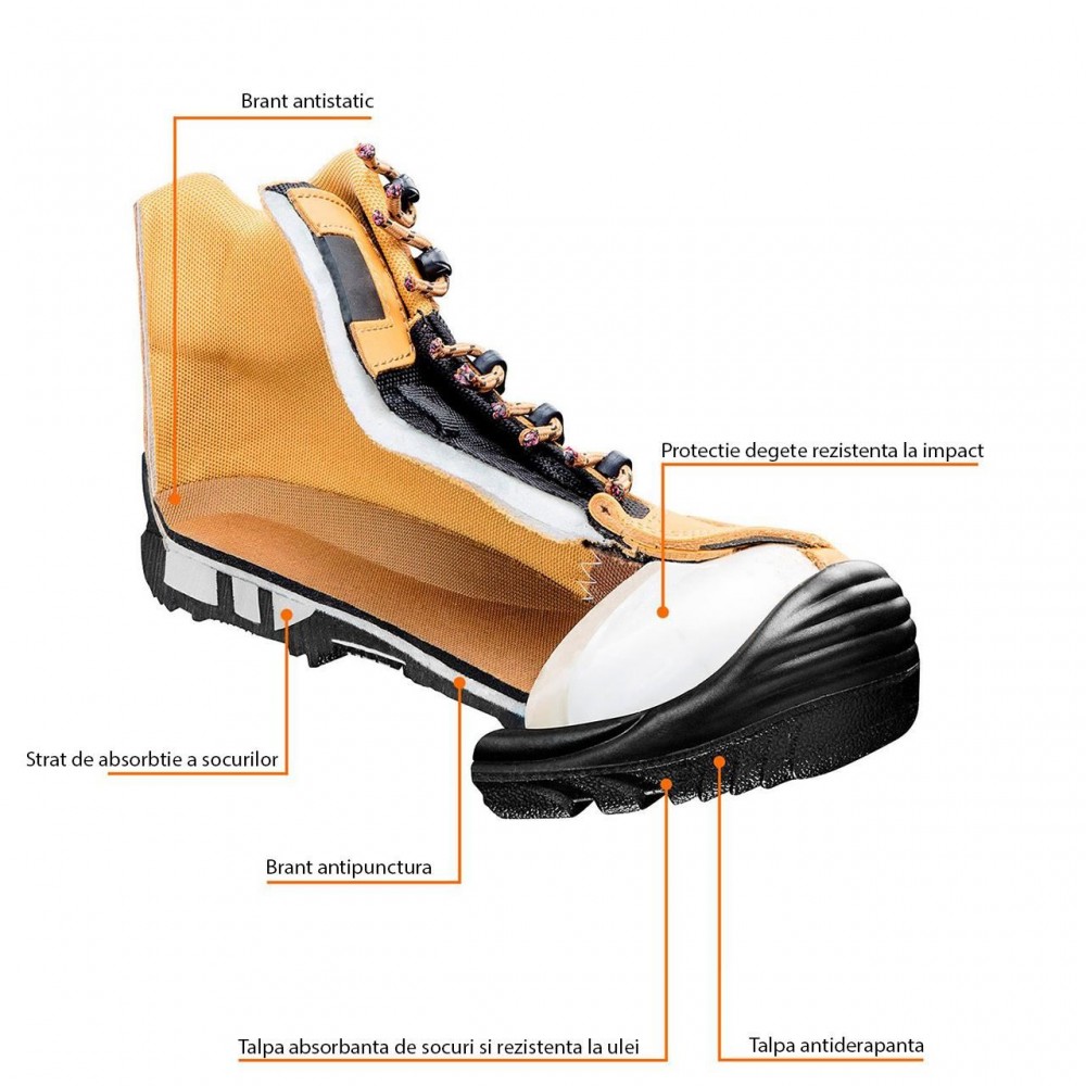 Bocanci de lucru, S3, SRC, protectie compozit, piele nabuc, marimea 44, NEO