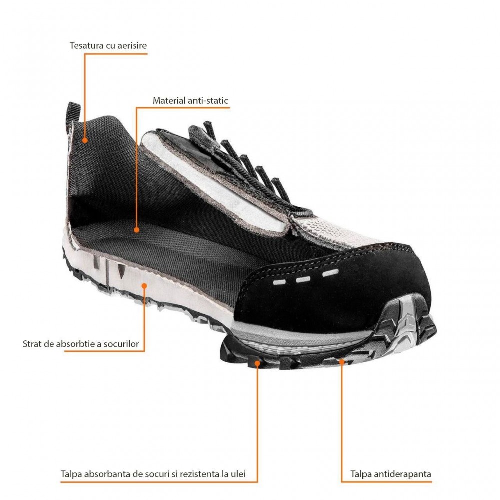 Pantofi de lucru fara elemente metalice, O1, SRA, marimea 43, NEO