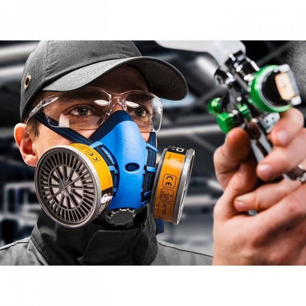 Masca de gaze, siliconica, vopsitor, cu filtru absorbant, filtru praf, NEO