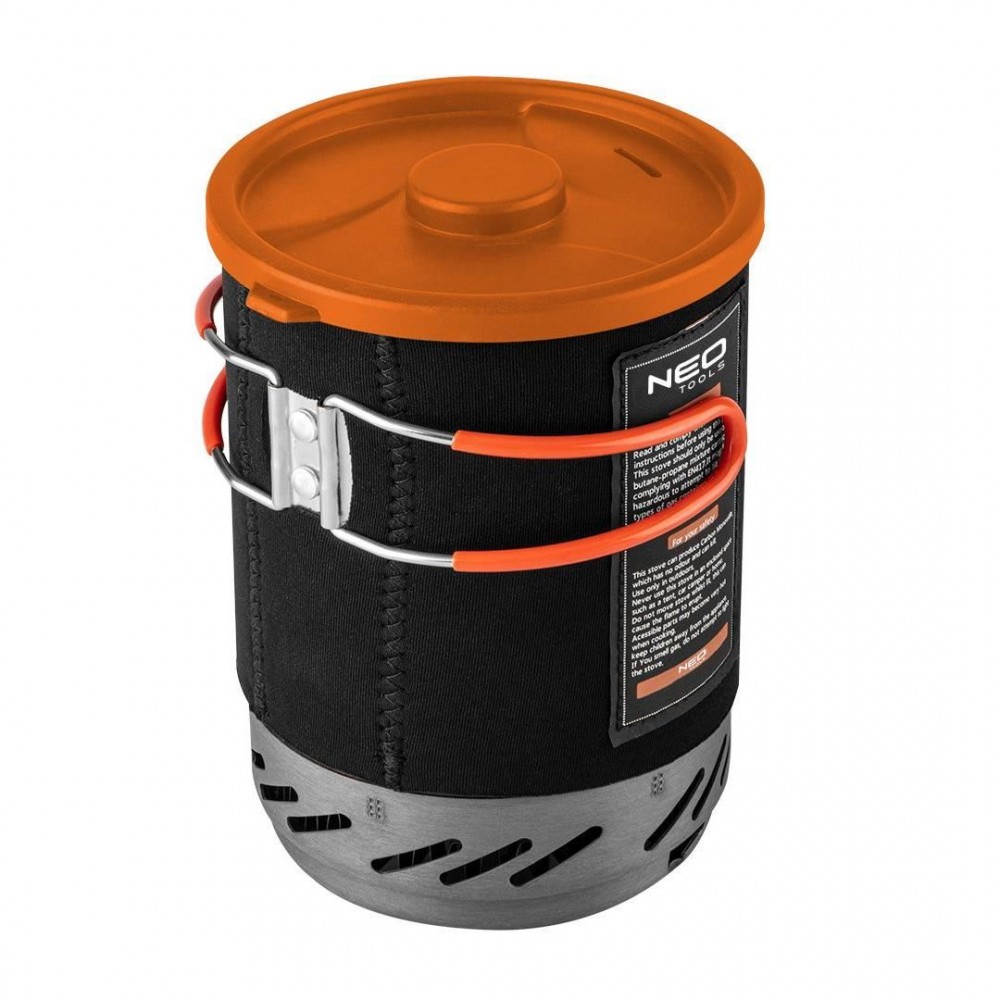 Aragaz camping, portabil, cu gaz, aprindere piezo, 3 in 1, 2200 W, inox, cu oala, NEO Aragaz camping, portabil, cu gaz, aprindere piezo, 3 in 1, 2200 W, inox, cu oala, NEO