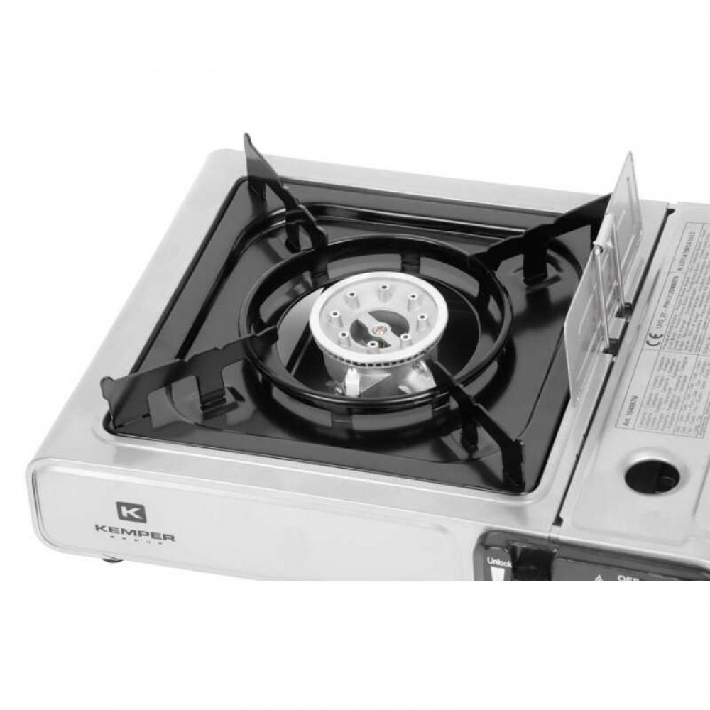 Aragaz smart camping, portabil, 2.06 kW, un arzator, aprindere piezo-electrica, 36x31x9 cm, Kemper