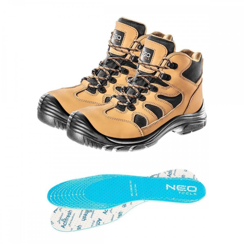 Bocanci de lucru, S3, SRC, protectie compozit, piele nabuc, marimea 42, NEO Bocanci de lucru, S3, SRC, protectie compozit, piele nabuc, marimea 42, NEO