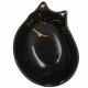 Castron, bol, pentru caine, pisica, ceramica, negru, model pisica, 15x11x5 cm