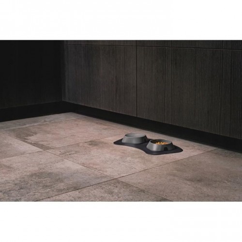 Castron, bol, pentru caine, pisica, suporti antiderapanti,ÃÂ PET reciclat, gri deschis, marime M, 400 ml, 17.2x17.2x4.8 cm