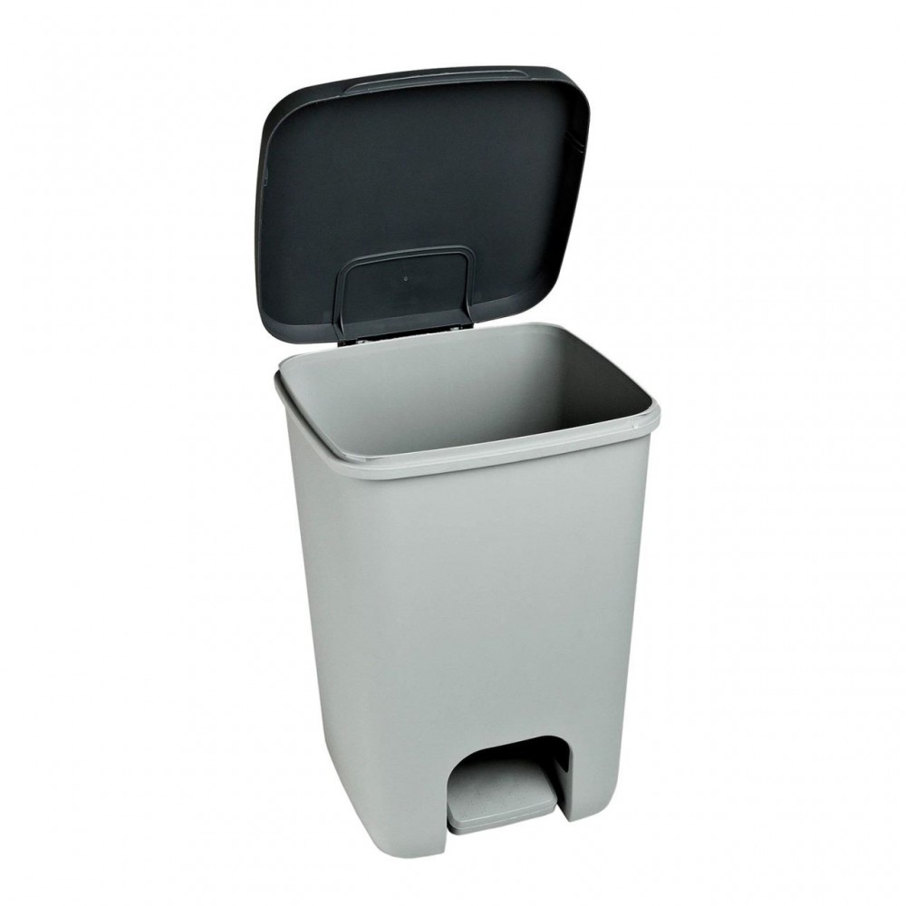 Cos de gunoi cu pedala, plastic, gri, 20 L, 30.3x29.4x42.8 cm, Curver