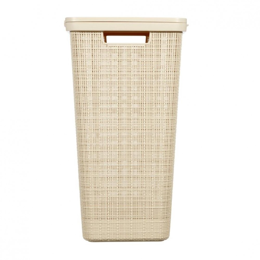 Cos rufe, Curver, 2 manere, capac, bej, 58 L, 43x34x60 cm