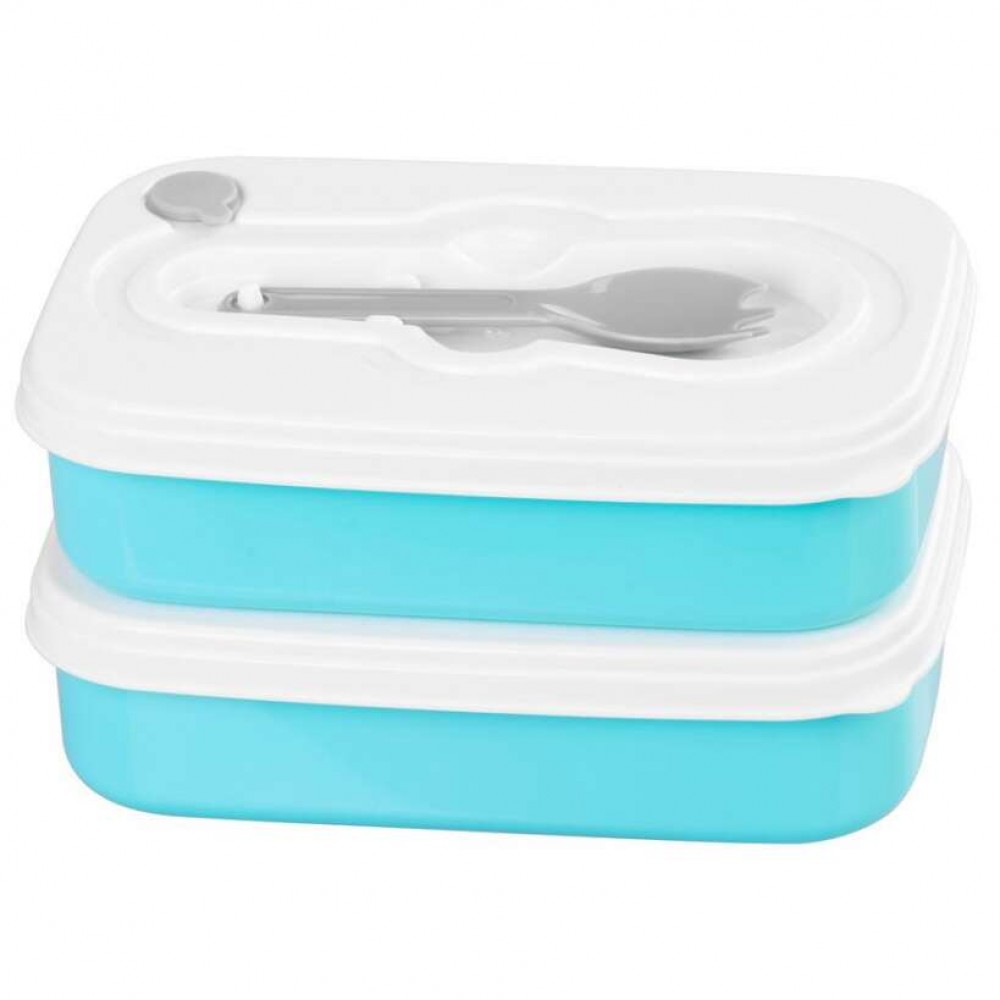Cutie, caserola alimente, plastic, etansa, albastru, 2 compartimente, cu lingura/furculita, 1 L, 20.8x13.5x12.4 cm, MagicHome Cutie, caserola alimente, plastic, etansa, albastru, 2 compartimente, cu lingura/furculita, 1 L, 20.8x13.5x12.4 cm, MagicHome