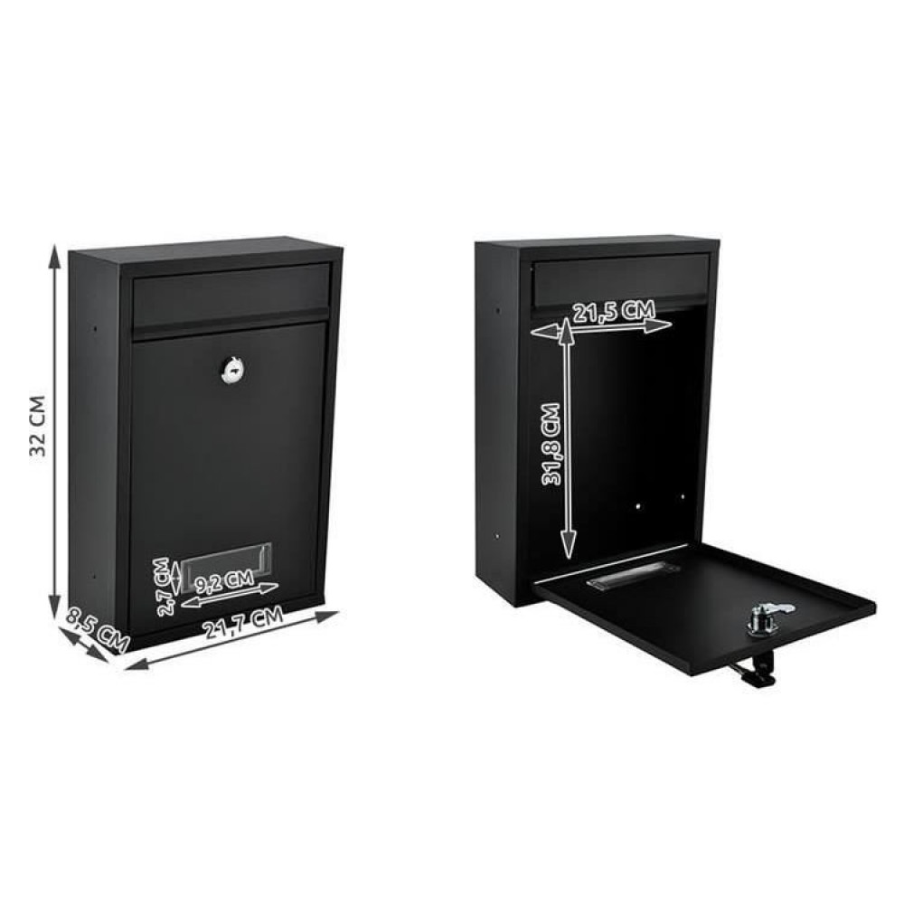 Cutie postala, otel galvanizat, negru, 21.7x8.5x32 cm, Malatec Cutie postala, otel galvanizat, negru, 21.7x8.5x32 cm, Malatec