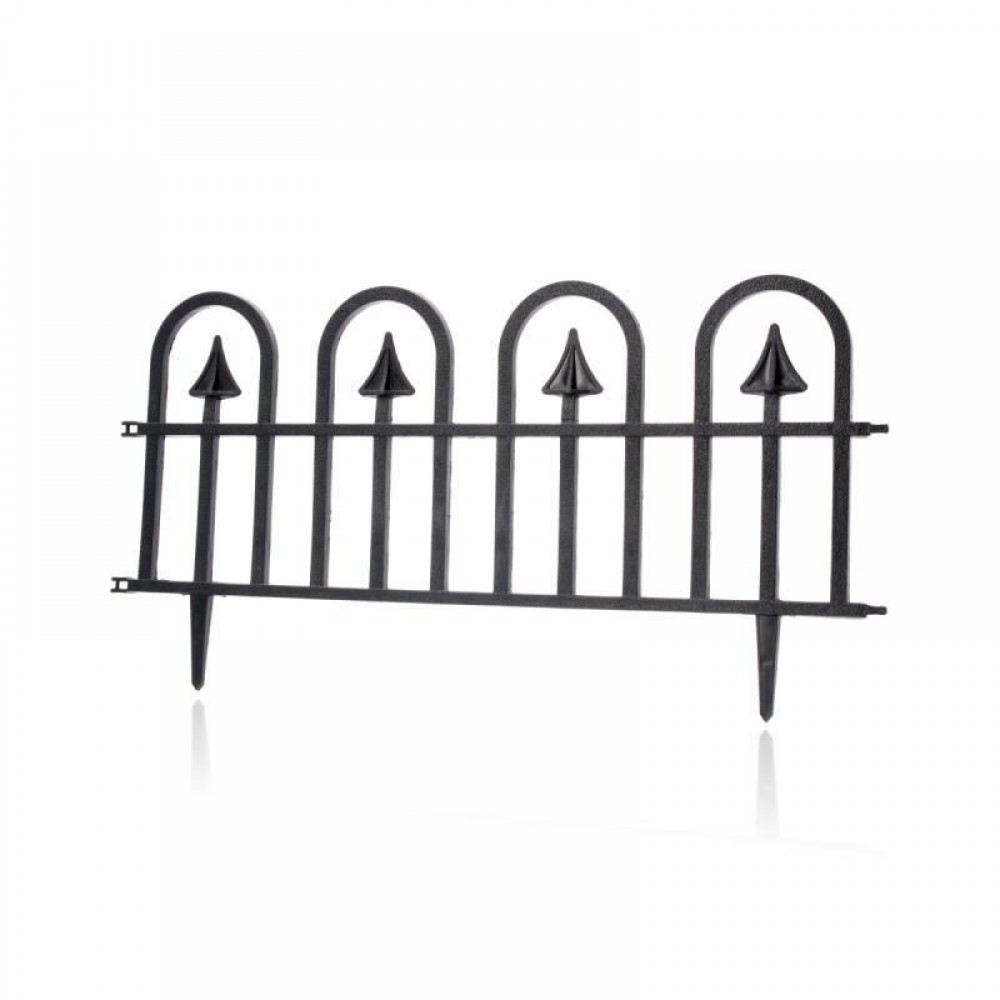 Gard de gradina decorativ, plastic negru gothic, set 4 buc, 60x31 cm