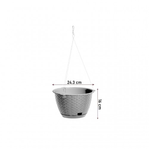 Ghiveci decorativ cu lant, rotund, antracit, 24.3x16 cm, Ratolla Round WSÃÂ Ghiveci decorativ cu lant, rotund, antracit, 24.3x16 cm, Ratolla Round WSÃÂ