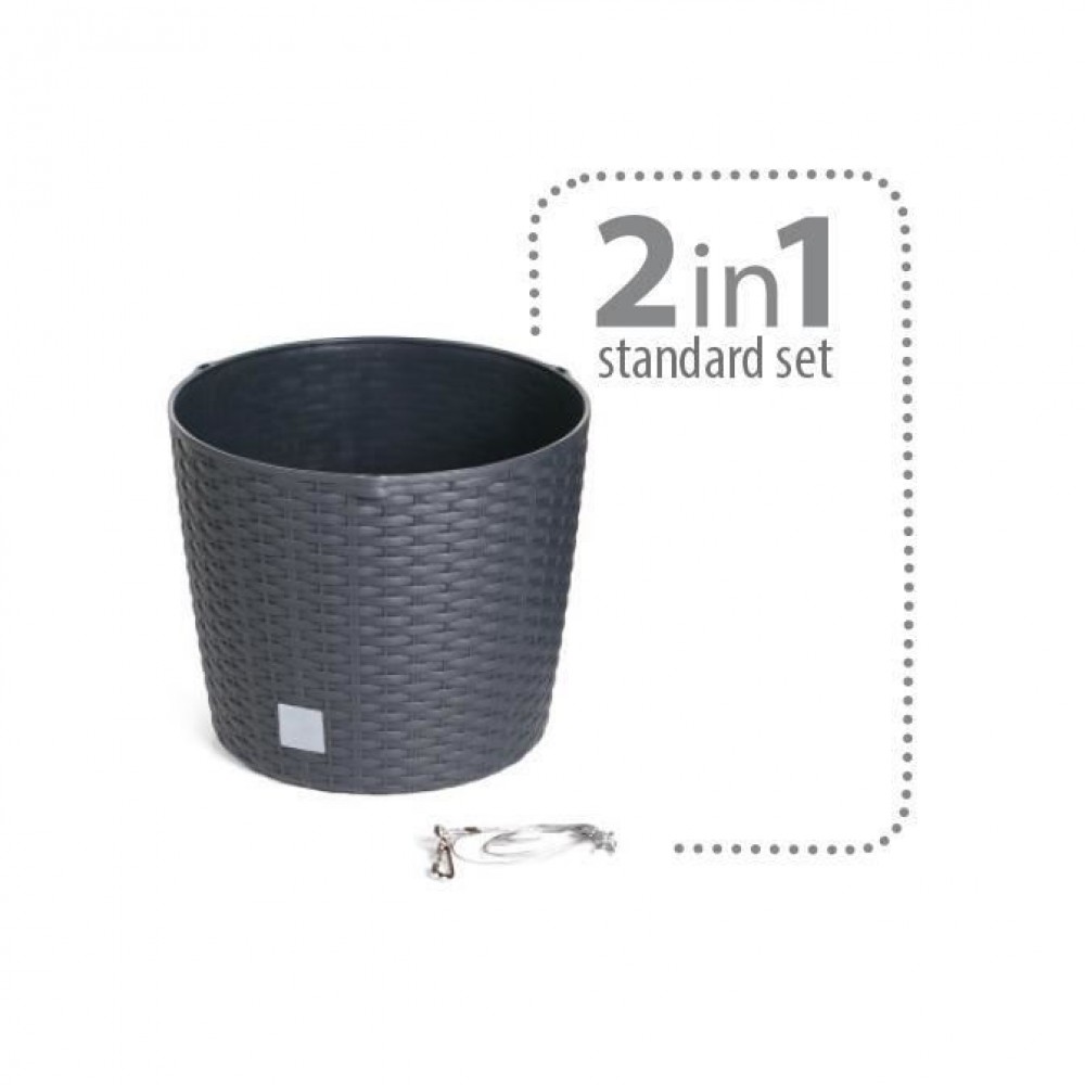 Ghiveci decorativ cu lant, rotund, maro, 25.6x21.9 cm, Rato Round WS Ghiveci decorativ cu lant, rotund, maro, 25.6x21.9 cm, Rato Round WS