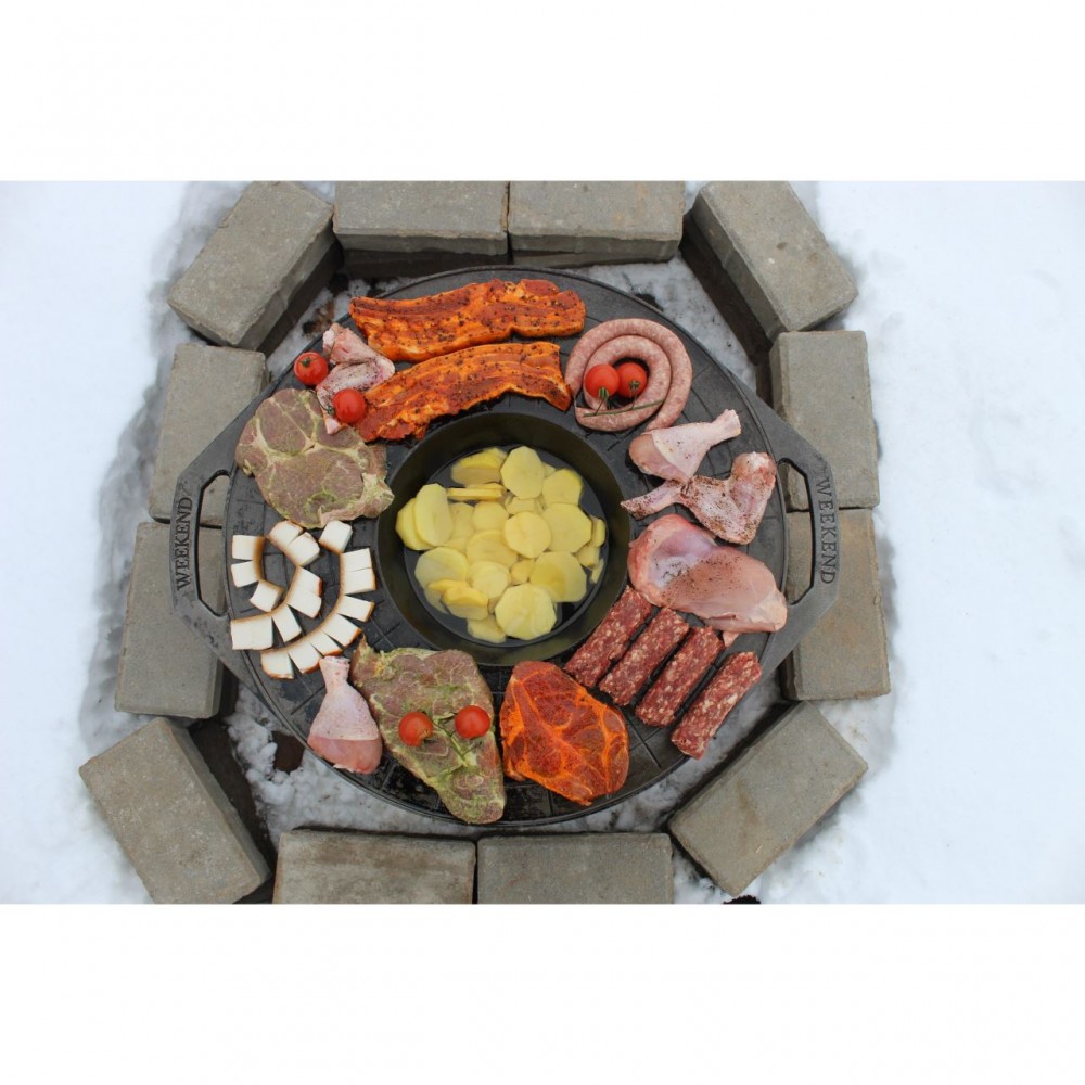 Disc pentru gratar, fonta, tip grill, cu picioare, 52 cm, Mixt Barbeque 