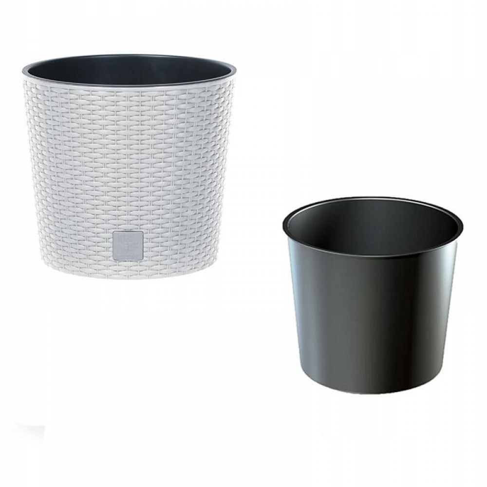 Ghiveci decorativ de flori, Prosperplast, Rato Round, rotund, alb, 20x19 cm