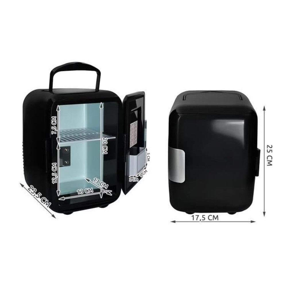 Frigider turistic, mini, 12V/220V, negru, 4 L, 17.5x23.5x25 cm, Malatec