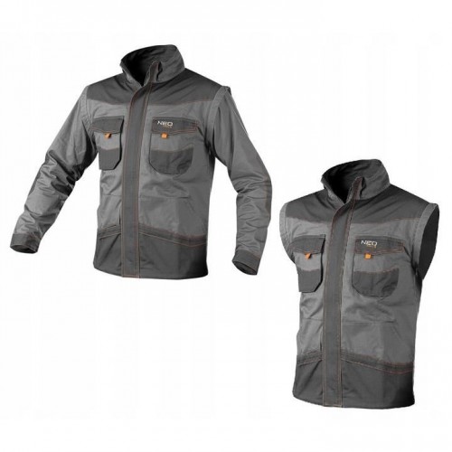 Geaca de lucru, convertibila in vesta, 2 in 1, maneci detasabile, bumbac, marimea M/50, NEO