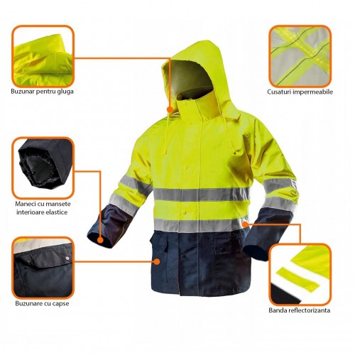 Geaca de lucru, tesatura Oxford, impermeabila, galben, model Visibility, marimea XXL/58, NEO
