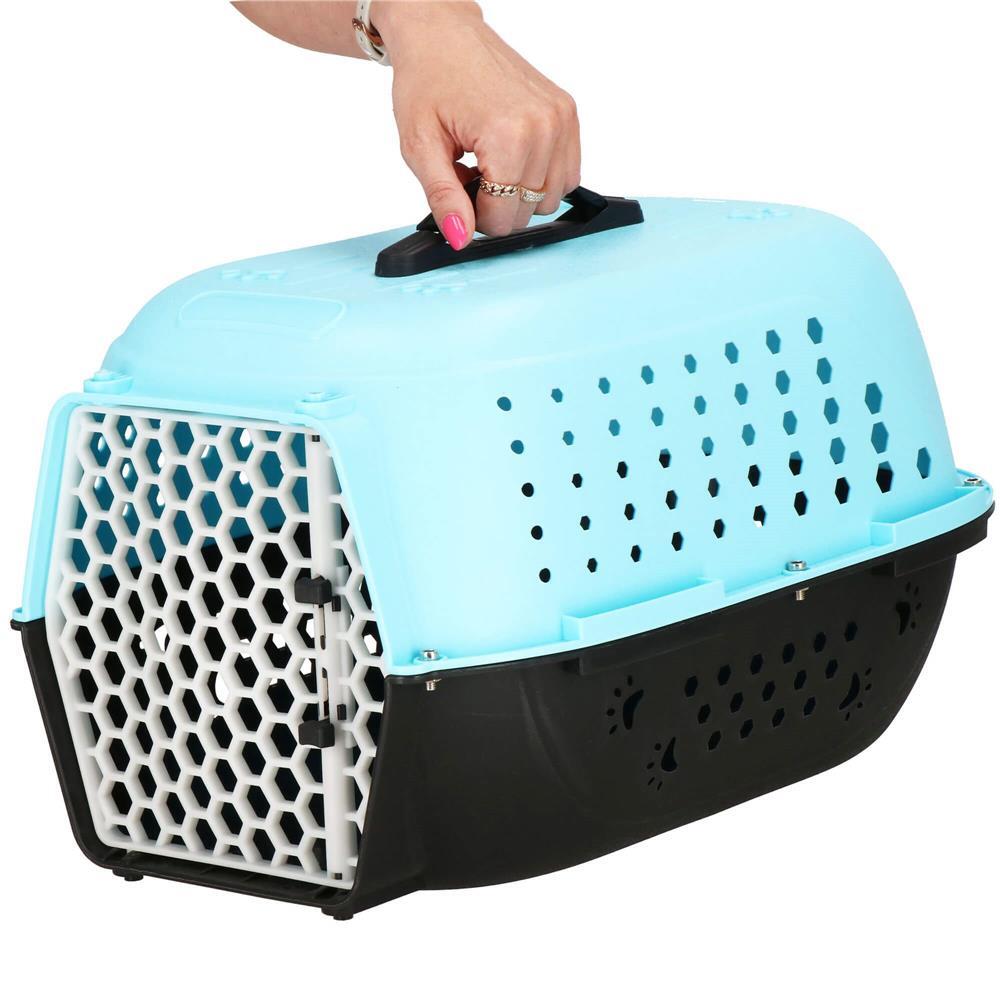 Geanta pentru transport caine/pisica, Springos, albastru si negru, plastic, max 7 kg, 48x33x28 cm Geanta pentru transport caine/pisica, Springos, albastru si negru, plastic, max 7 kg, 48x33x28 cm