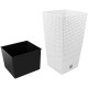 Ghiveci de flori patrat, RATO square, 32.5 x 32.5 cm, H 61 cm, 21/49 L, imitatie ratan, alb, Prosperplast Ghiveci de flori patrat, RATO square, 32.5 x 32.5 cm, H 61 cm, 21/49 L, imitatie ratan, alb, Prosperplast